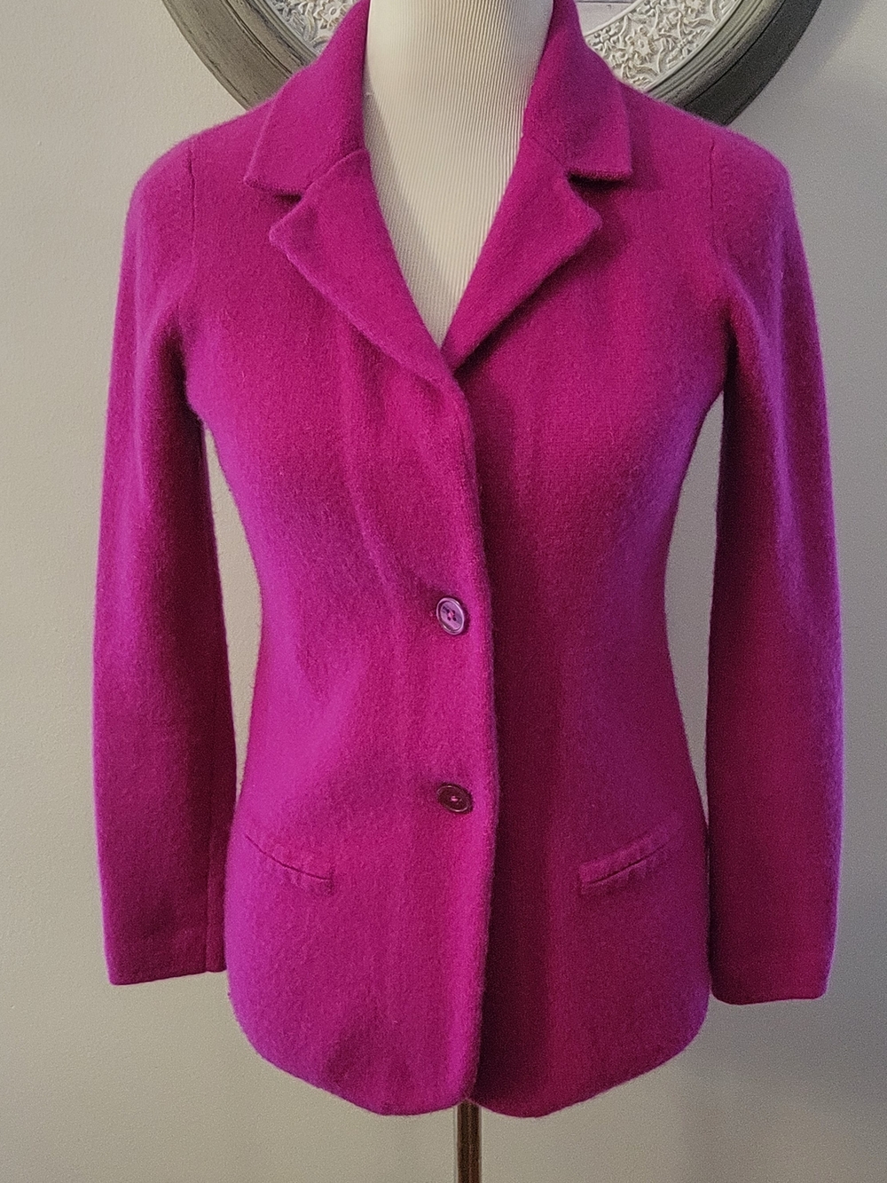 Women's Magenta Wool Blend Blazer Jacket